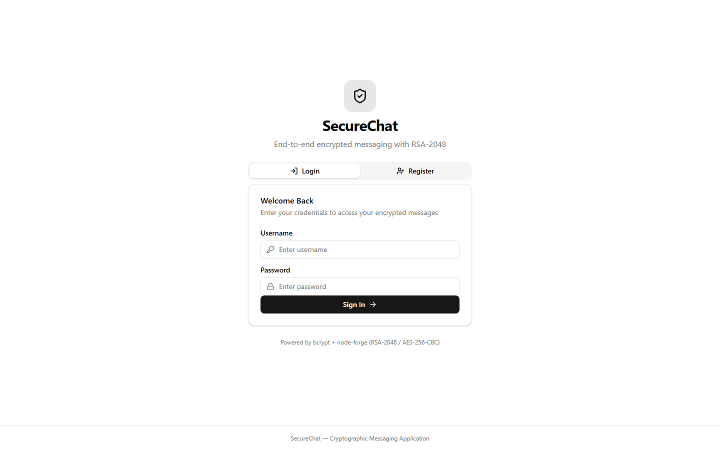 SecureChat website